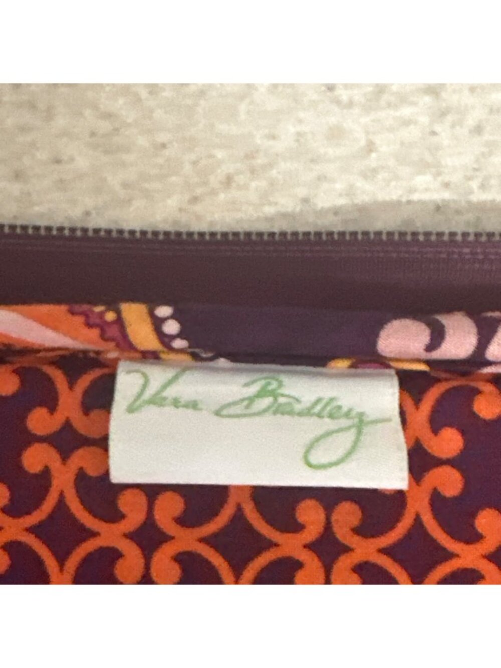 Vera Bradley Quilted Floral Laptop Sleeve 17" Safari Sunset Purple/Orange - Picture 9 of 10